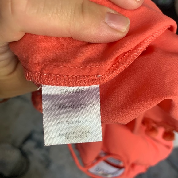 SAYLOR Bess fringe pom pom embroidered ruffle eyelet coral one shoulder - Picture 11 of 12